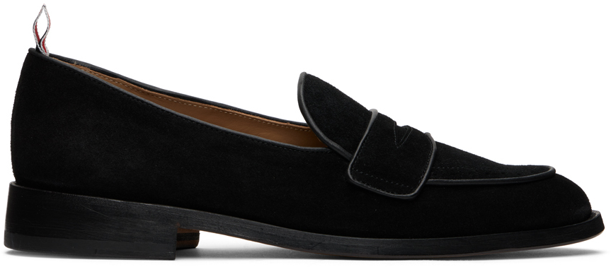 Black Varsity Penny Loafers SSENSE Men Shoes Flat Shoes Loafers 
