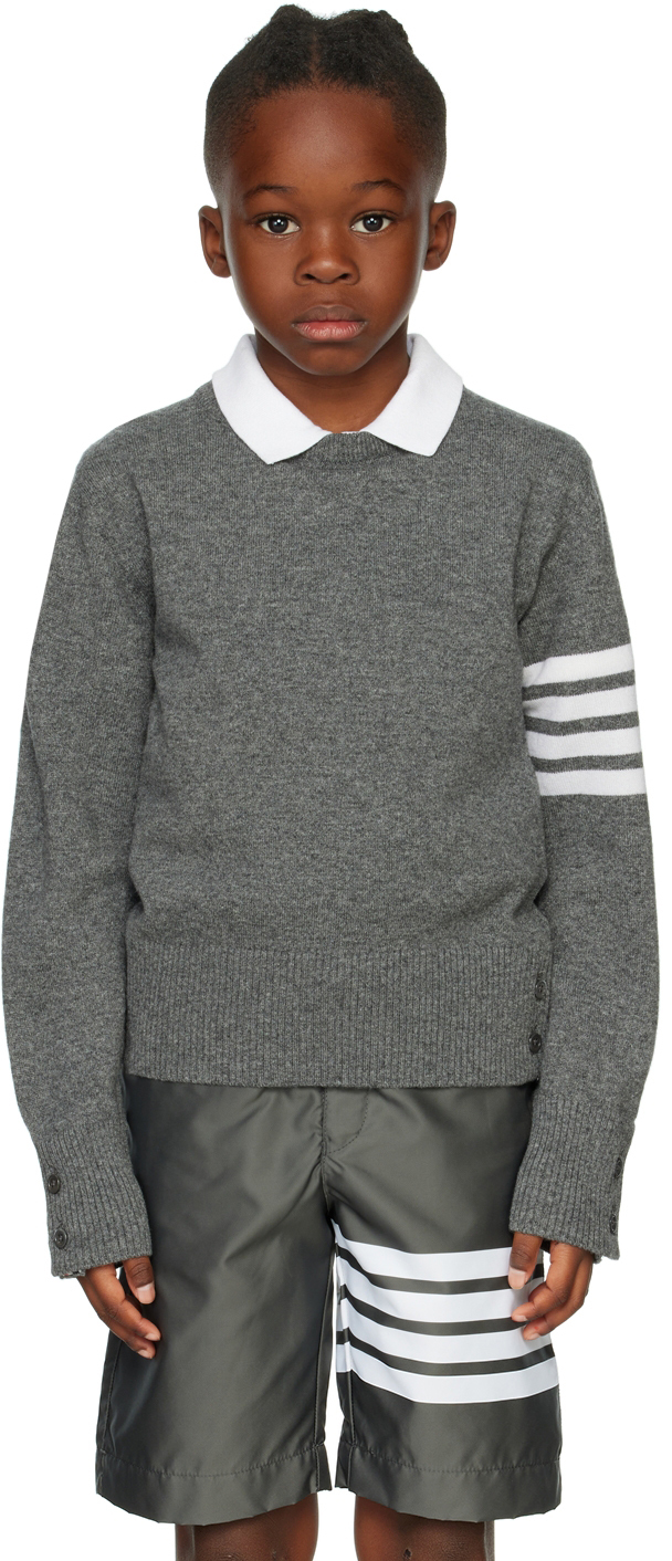 Thom Browne Stripe-print Cotton Sweater In Grey