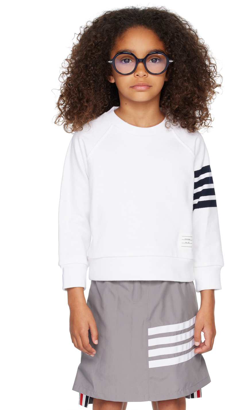 Thom Browne Kids White 4-bar Sweatshirt In White 100