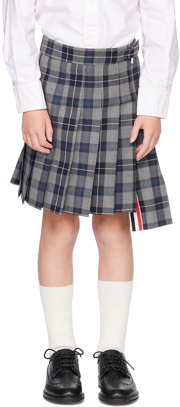【関税込み】Thom Browne キッズ|グレー プリーツスカート Thom Browne キッズ|グレー プリーツスカート | SSENSE 日本