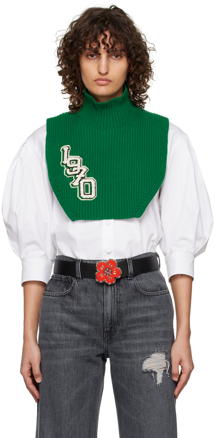 Kenzo Green College Patch Stole In 57 - Grass Green