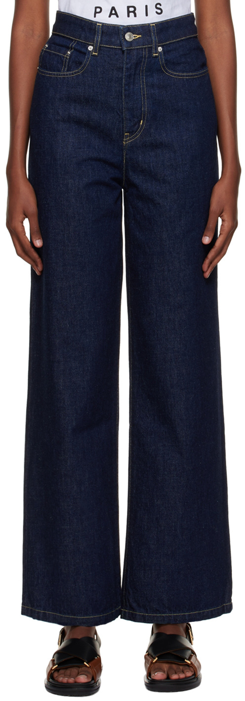 Blue High-Waisted Straight Jeans Ssense Donna Abbigliamento Pantaloni e jeans Pantaloni Pantaloni chinos 