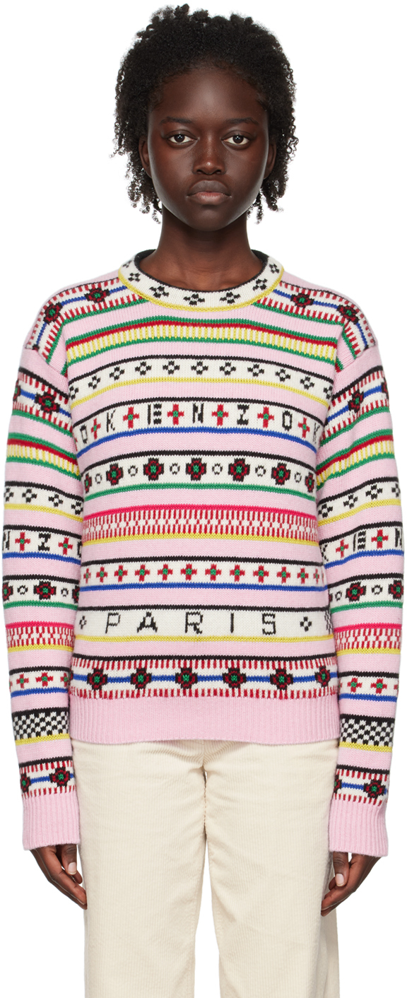 Kenzo: Pink Kenzo Paris Fair Isles Sweater | SSENSE UK