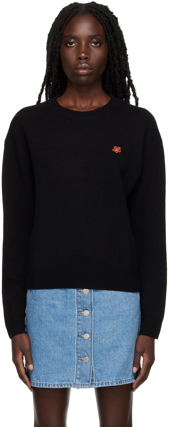 Shop Kenzo Black  Paris Patch Sweater In 99 - Black