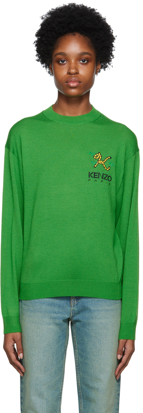 gemakkelijk Museum Schrijfmachine Kenzo: Green Kenzo Paris 'Tiger Tail K' Sweater | SSENSE