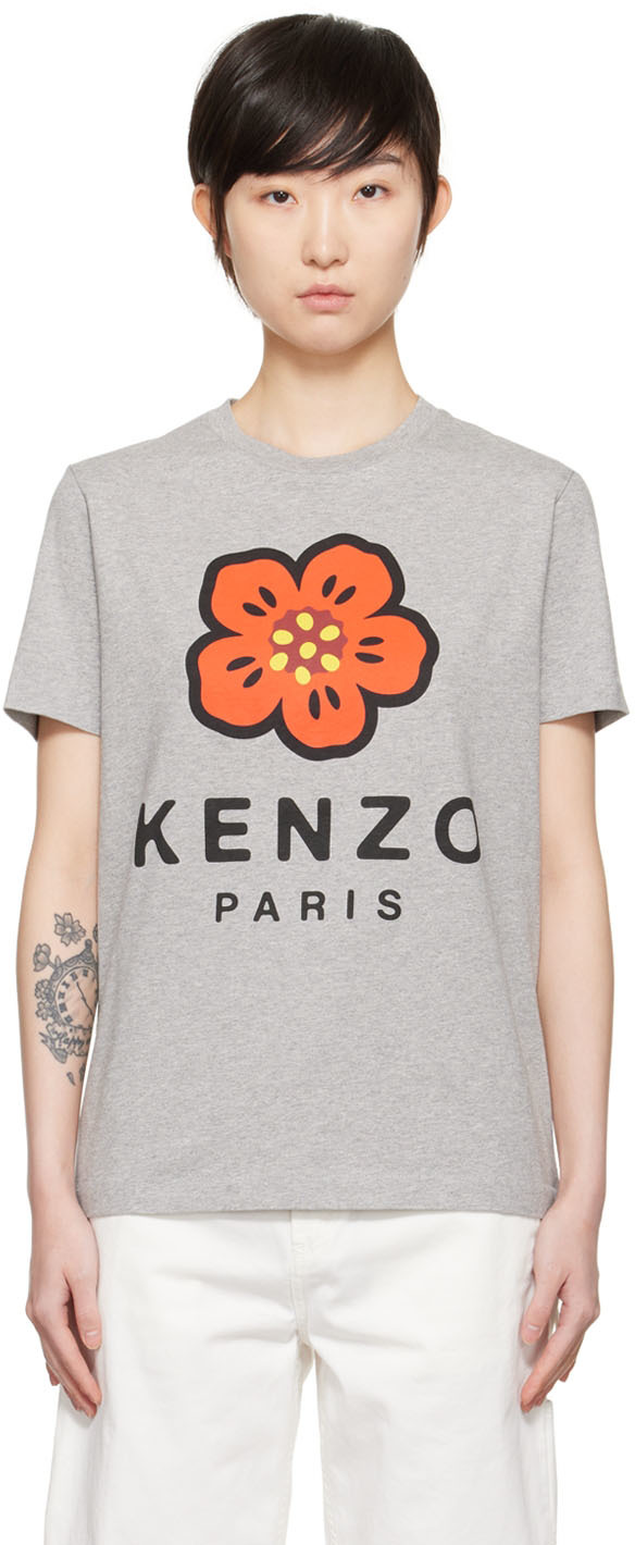 Kenzo Boke Flower Printed T-shirt In Pearl Gray | ModeSens