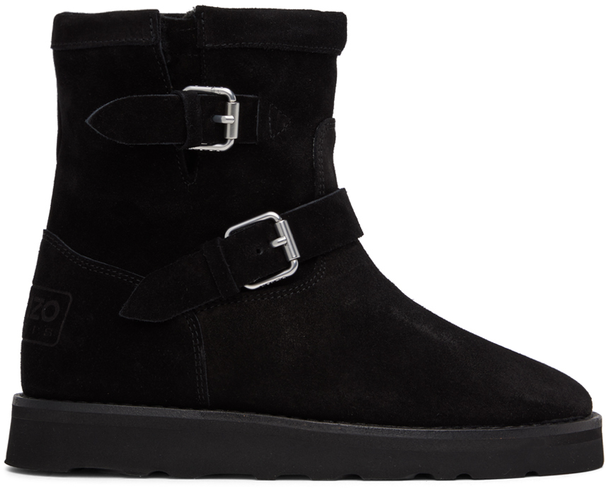 Kenzo buckle-detail suede boots - Black