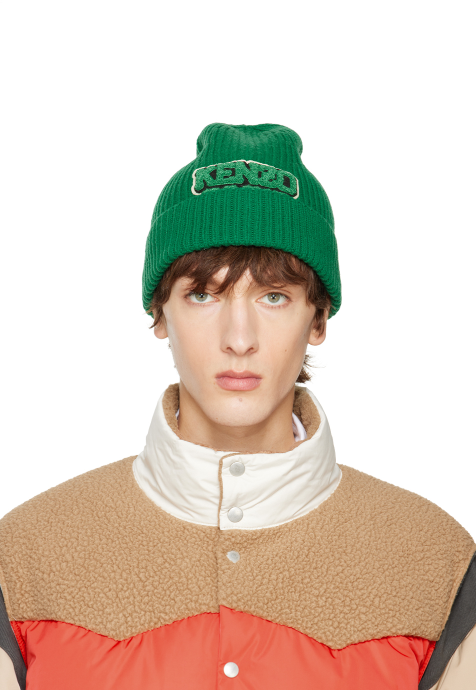 Green College Patch Beanie by Kenzo on Sale