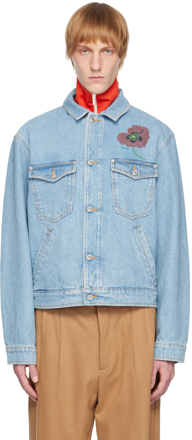 Kenzo: Blue Kenzo Paris Poppy Denim Jacket | SSENSE UK