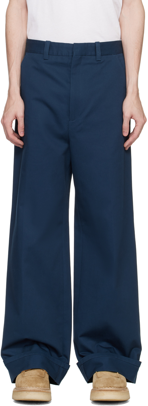 Kenzo Navy Tailored Trousers In 77 - Midnight Blue