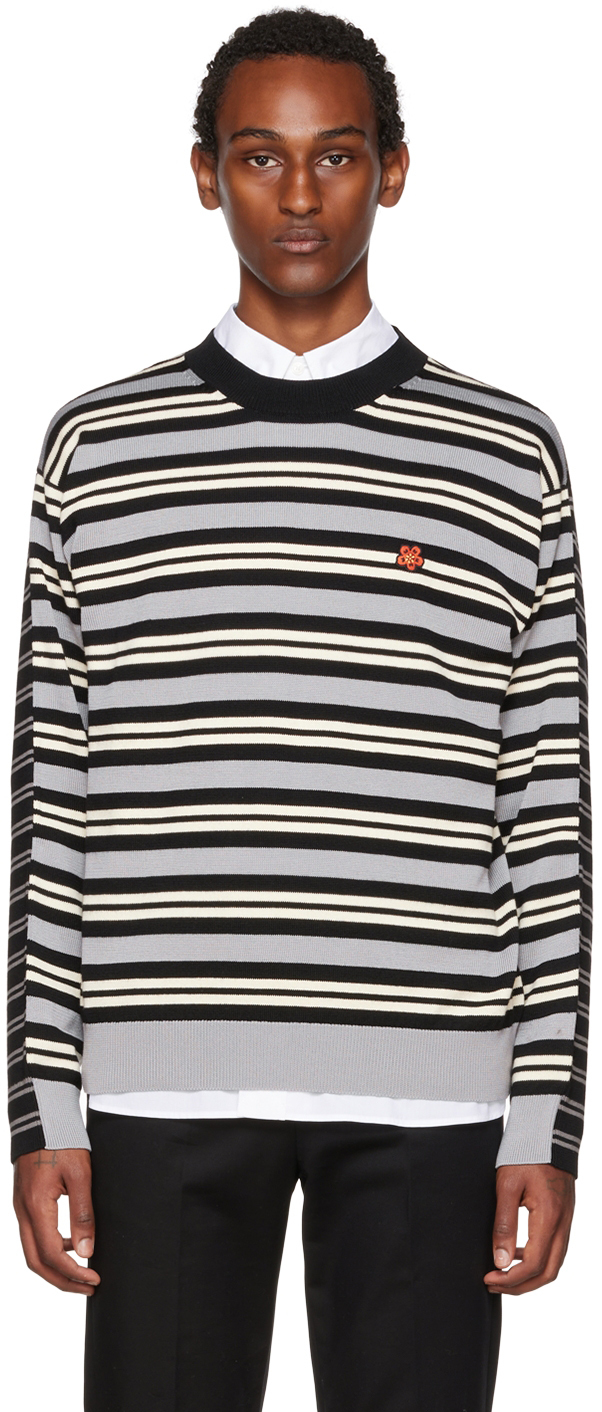 Kenzo Gray Kenzo Paris Stripe Sweater