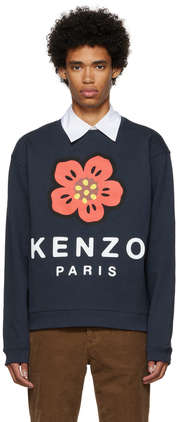 Kenzo: Navy Kenzo Paris Boke Flower Sweatshirt | SSENSE Canada