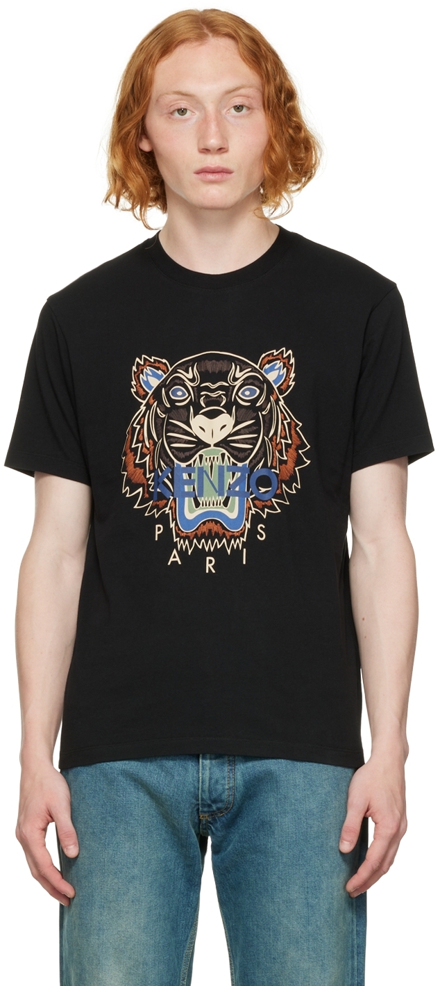 KENZO Tiger Emblem Cotton-jersey T-shirt in Black for Men