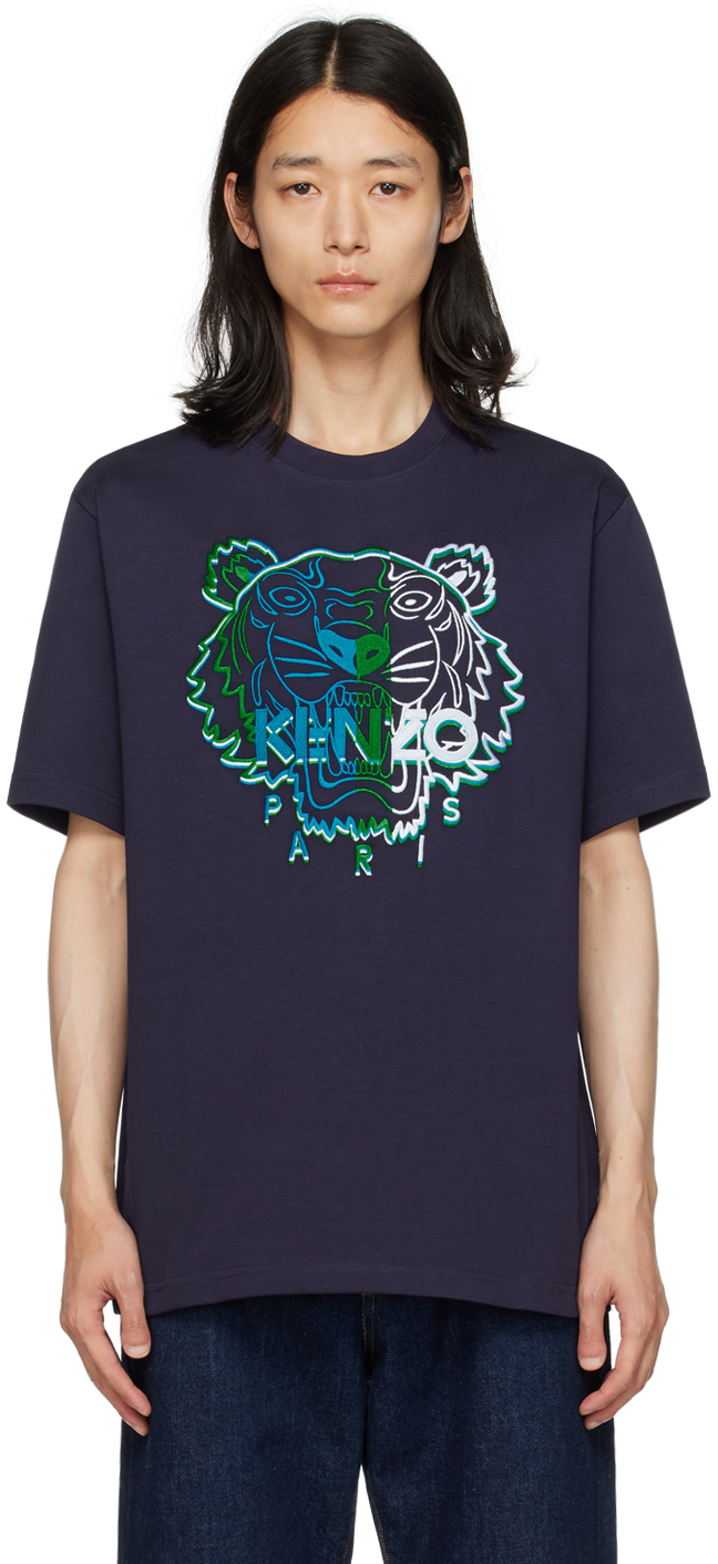 Kenzo Navy  Paris Tiger T-shirt In 76 - Navy Blue