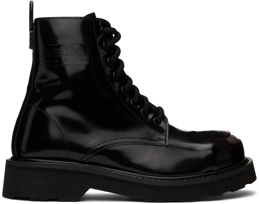 Black Kenzo Smile Lace-Up Boots