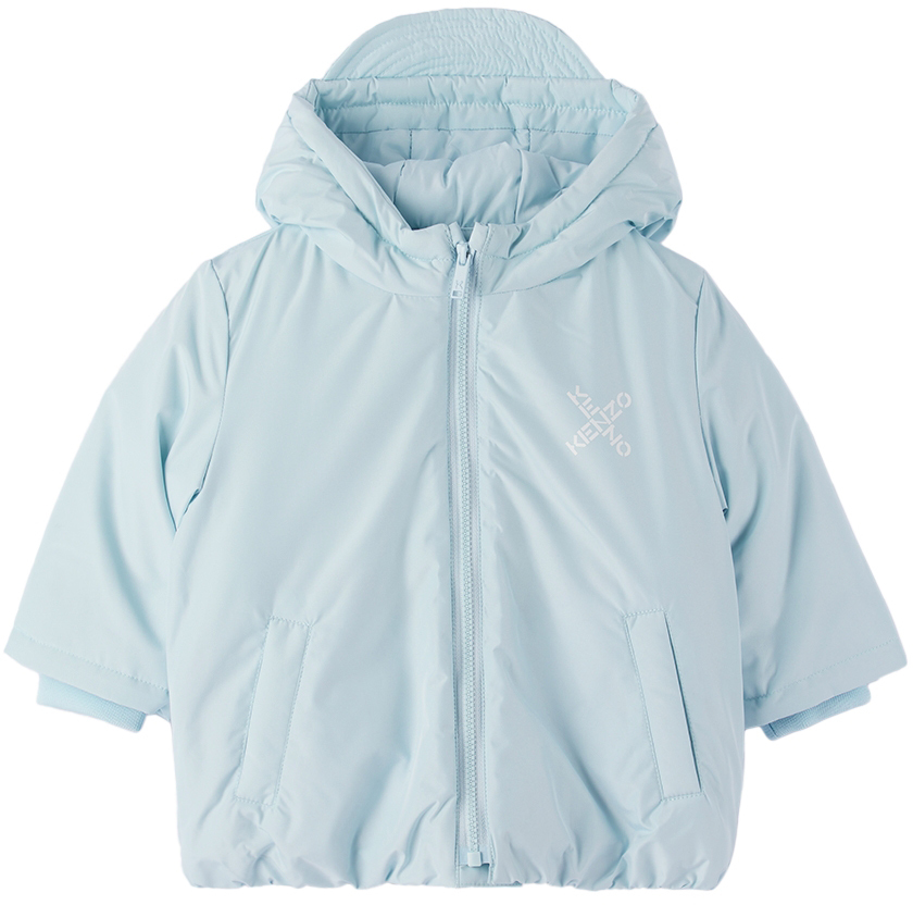 Kenzo Kids Blue Hooded Jacket In 78b - Panama