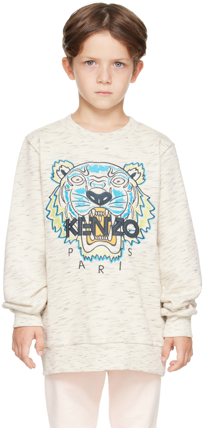 Shop Kenzo Kids Beige Tiger Sweatshirt In 152 - Naturel