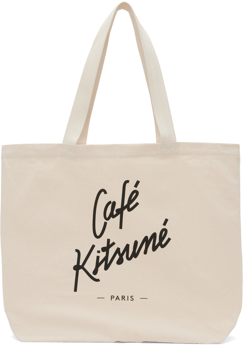 Maison Kitsuné: Beige 'Café Kitsuné' Tote | SSENSE