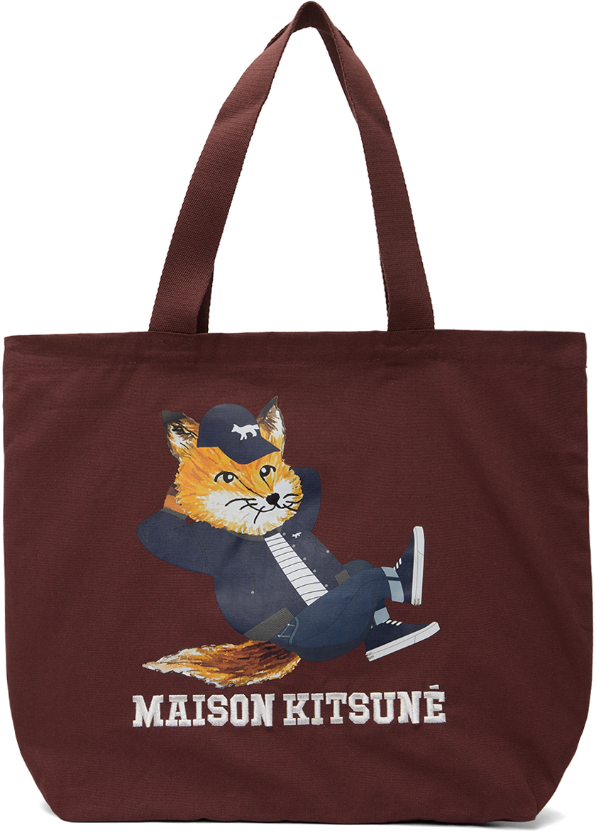 Maison Kitsuné Burgundy Dressed Fox Tote