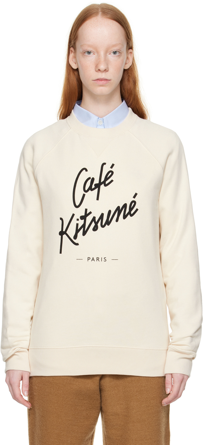 Maison Kitsuné Beige 'cafe Kitsune' Sweatshirt In Lt Latte