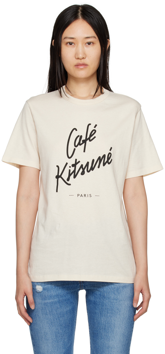 MAISON KITSUNÉ BEIGE 'CAFÉ KITSUNÉ' T-SHIRT