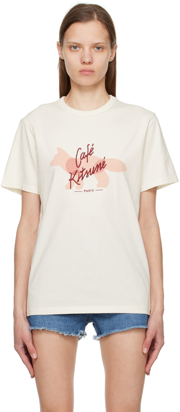 Off-White Fox Cafe Kitsune Classic T-Shirt by Maison Kitsuné on Sale