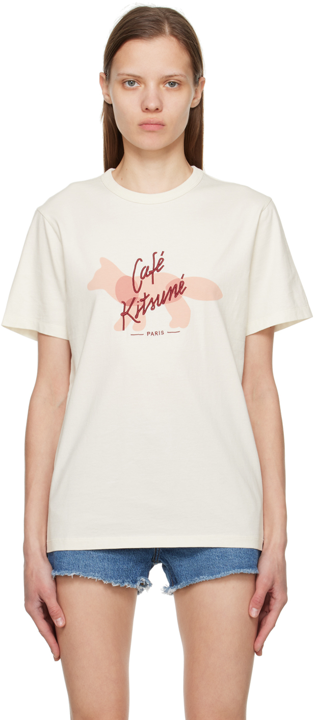 Maison Kitsuné Off-white Fox Cafe Kitsune Classic T-shirt In P108