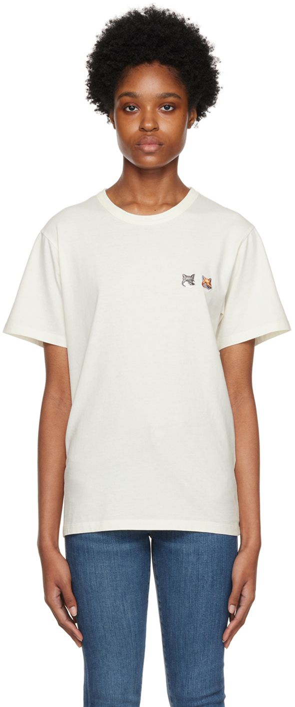 Maison Kitsuné: Off-White Double Fox Head T-Shirt | SSENSE Canada