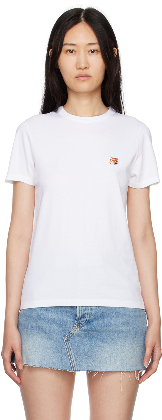 Maison Kitsuné: White Fox Head Patch Classic T-Shirt | SSENSE Canada