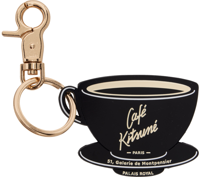 Maison Kitsuné Black 'café Kitsuné' Cup Keychain In Bk Black