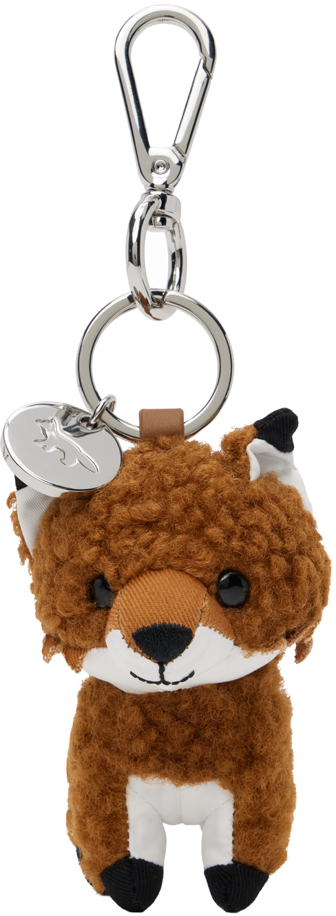MAISON KITSUNÉ BROWN SMALL FOX CHARM KEYCHAIN
