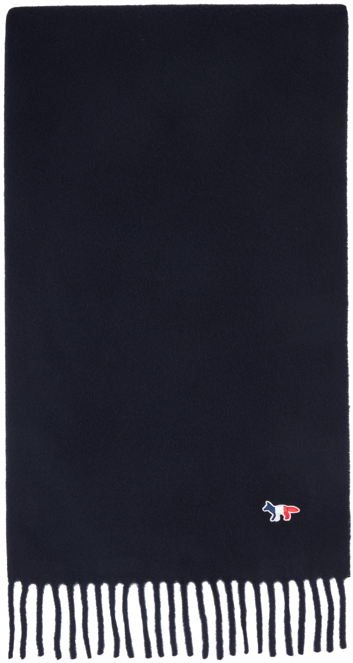 Maison Kitsuné Navy Fox Patch Scarf