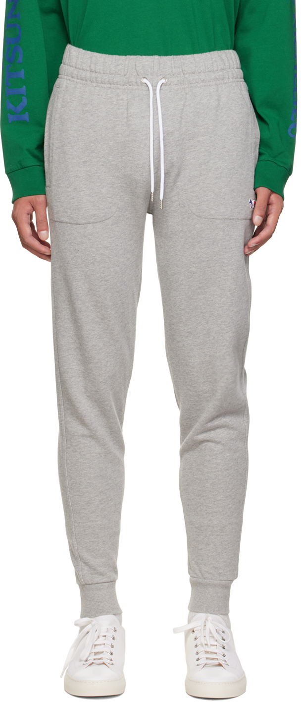 Maison Kitsuné: Gray Tricolor Fox Lounge Pants | SSENSE