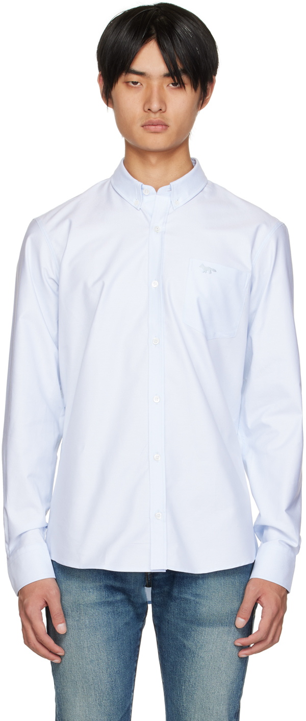 Blue Fox Embroidery Classic Shirt by Maison Kitsuné on Sale