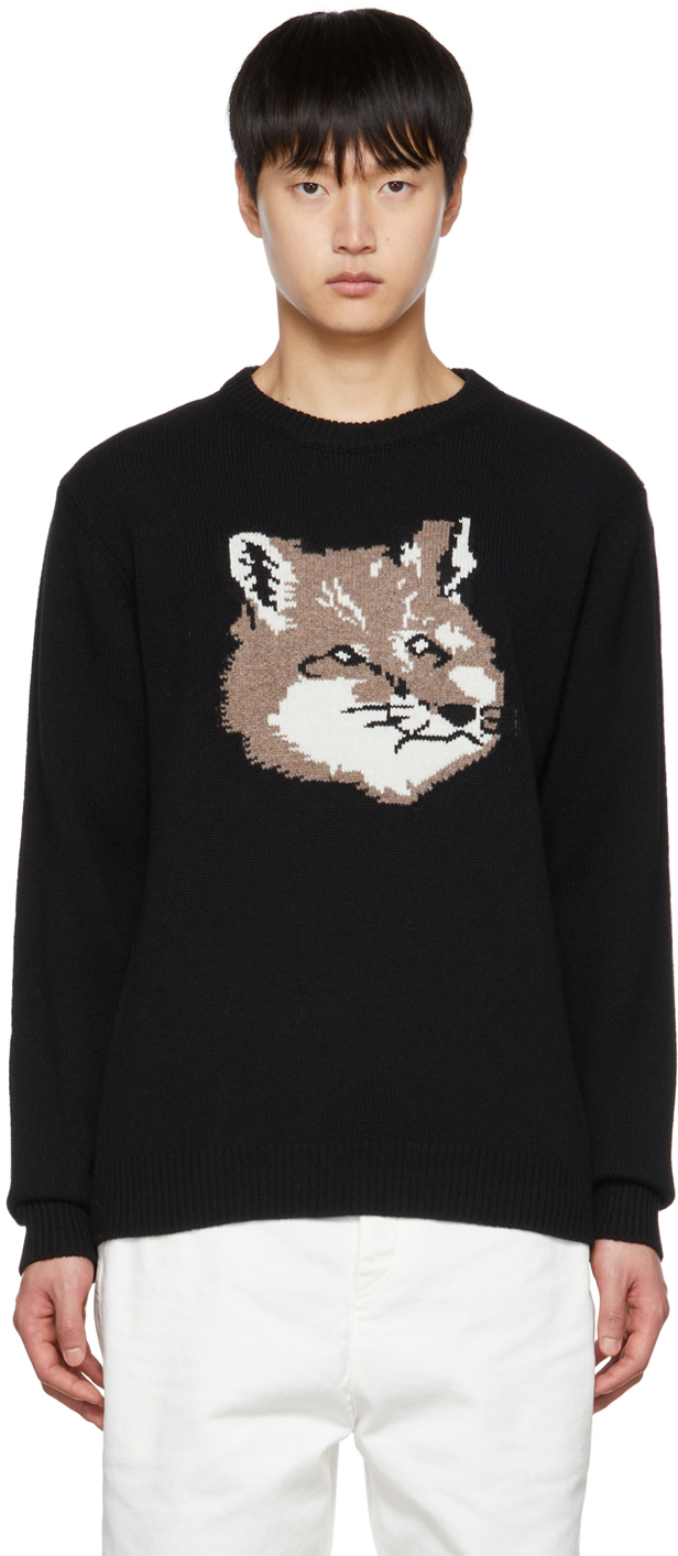 Maison Kitsuné: Black Big Fox Head Sweater | SSENSE