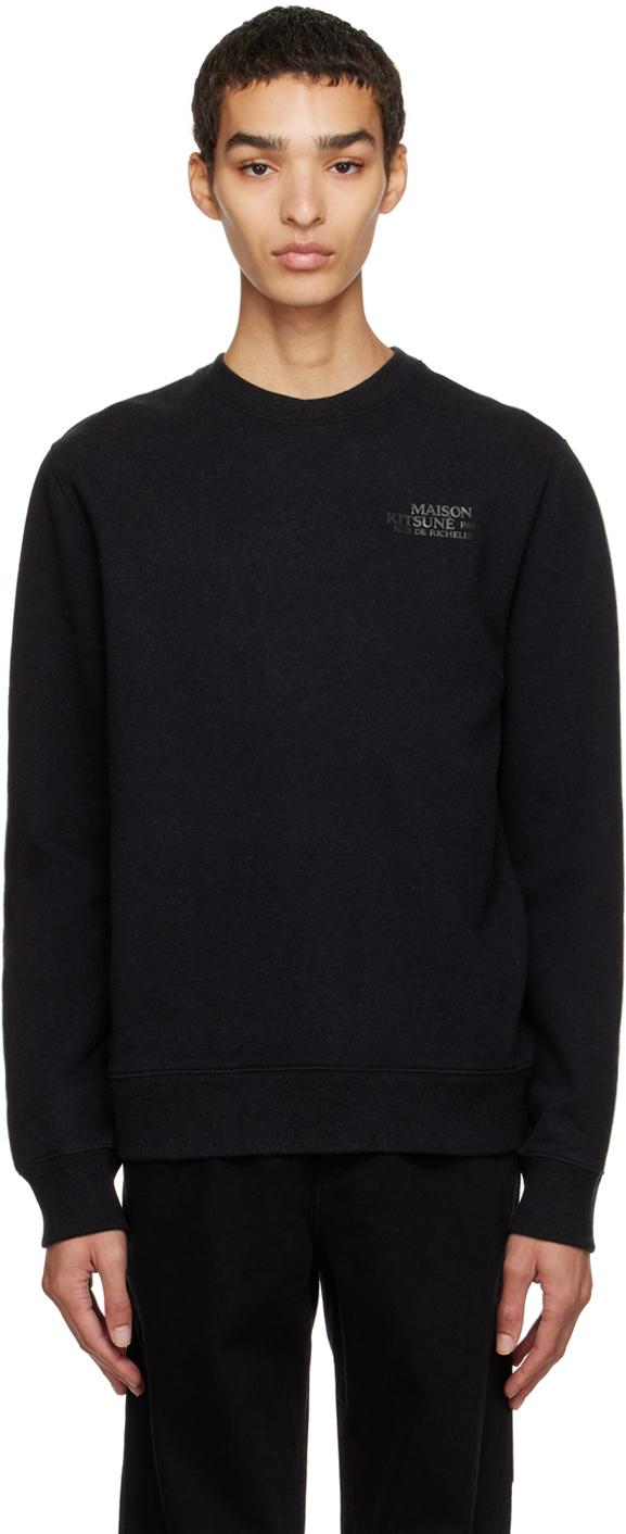 Black 'Rue Richelieu' Sweatshirt by Maison Kitsuné on Sale