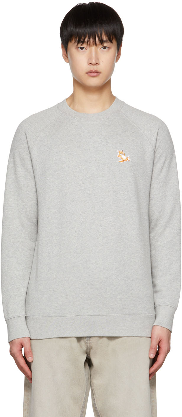 Gray Chillax Fox Sweatshirt SSENSE Men Clothing Sweaters Sweatshirts 