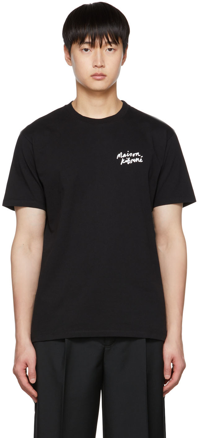 Maison Kitsuné: Black Mini Handwriting T-Shirt | SSENSE