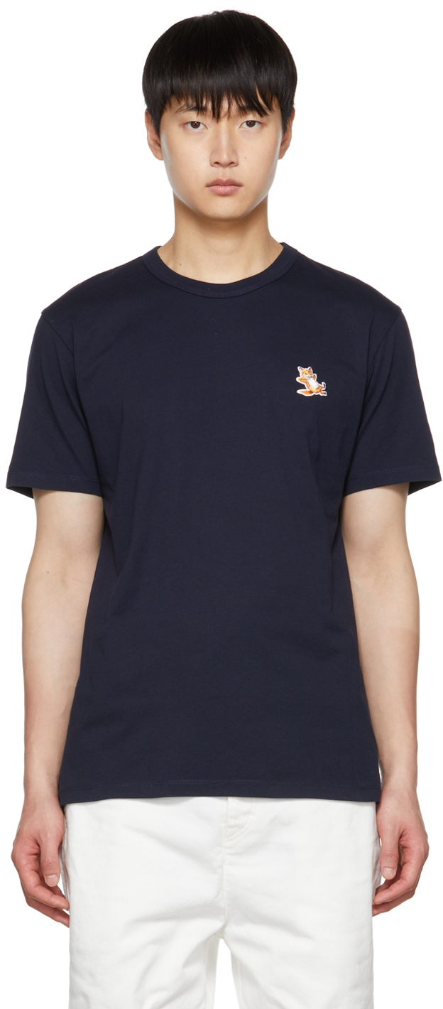 Maison Kitsuné: Navy Chillax Fox T-Shirt | SSENSE
