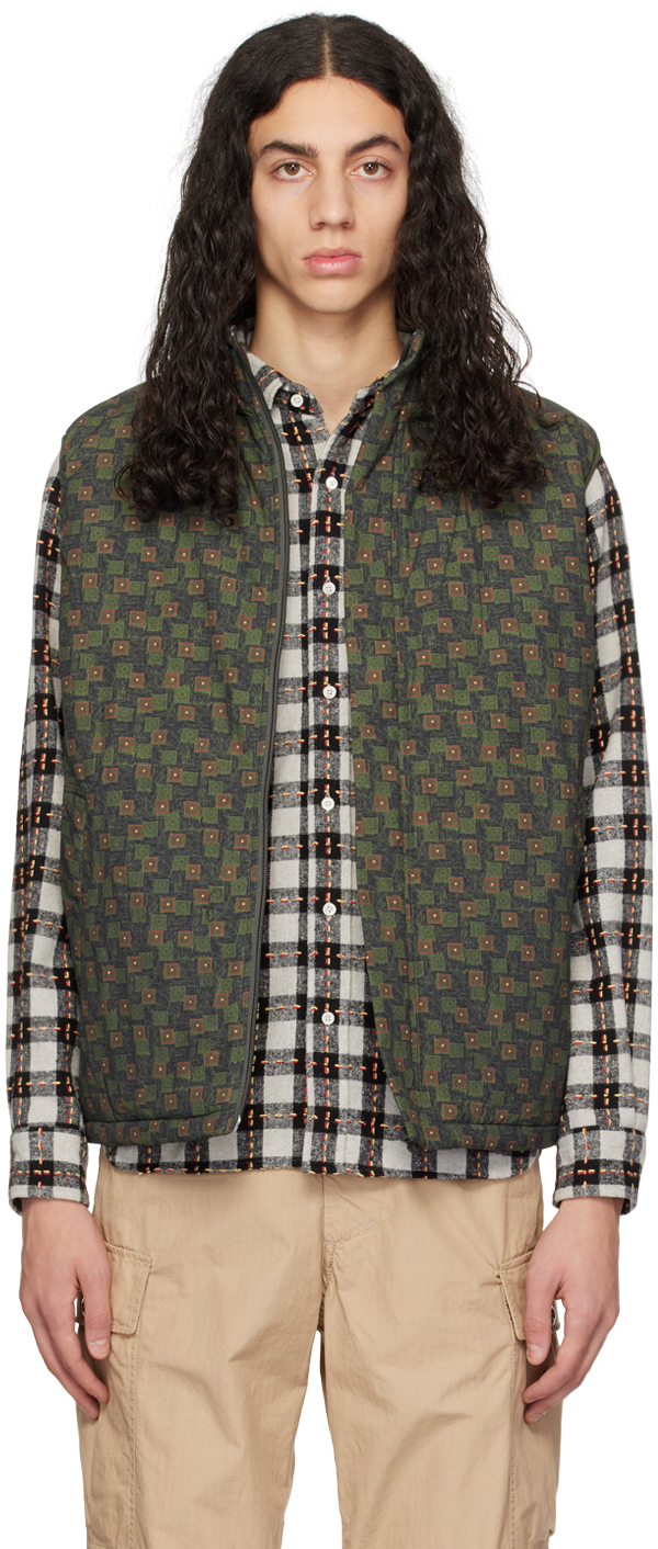 Beams Khaki Mil Puff Vest In Olive67