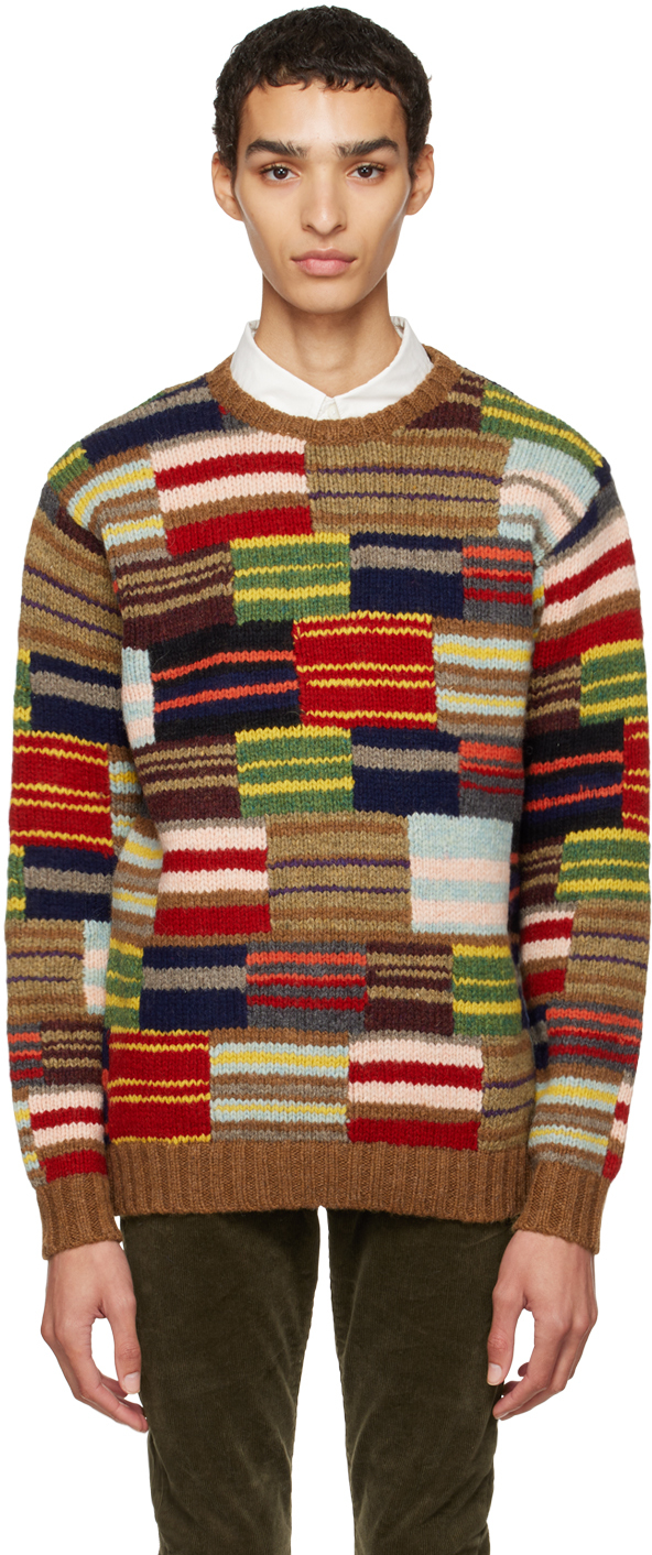 BEAMS PLUS: Multicolor Patchwork Sweater | SSENSE UK