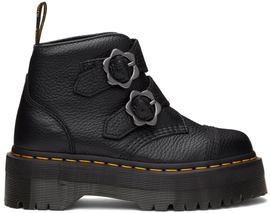 Dr. Martens Black Devon Flower Platform Boots