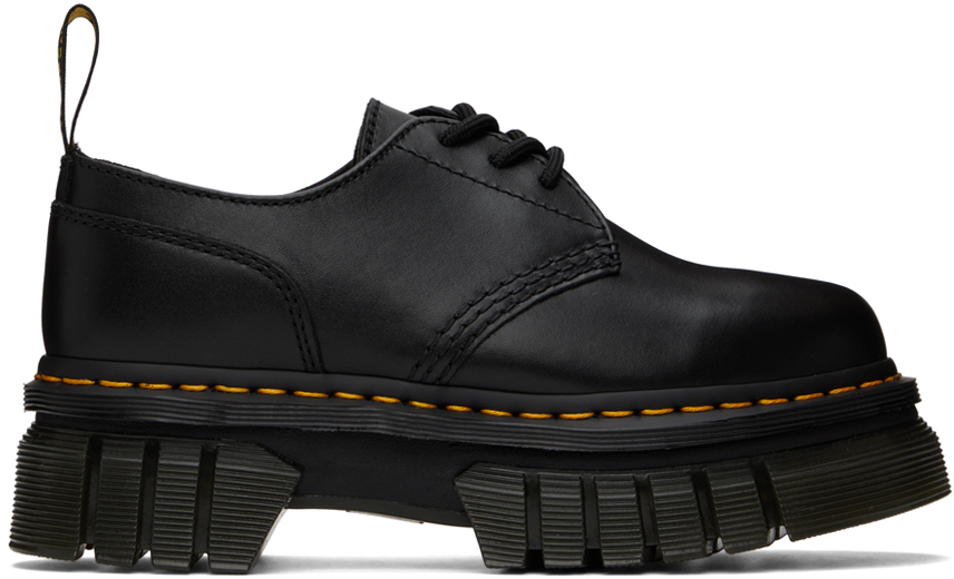 Shop Dr. Martens' Black Audrick Oxfords In Black Nappa Lux