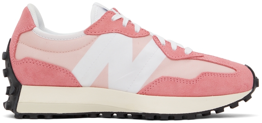 New Balance Pink & White 327 Sneakers