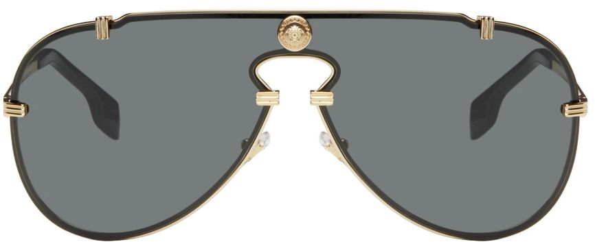 Versace Gold Rimless Mask Sunglasses