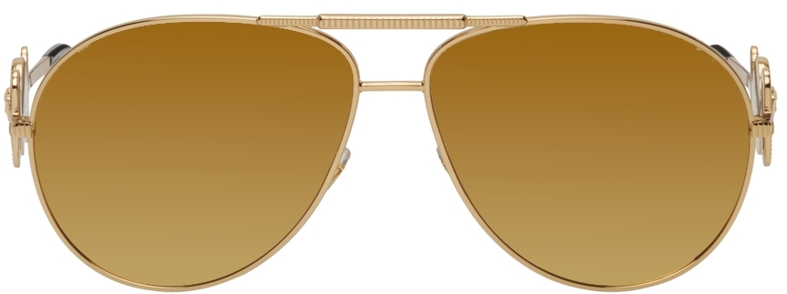 Gold Medusa Biggie Aviator Sunglasses SSENSE Women Accessories Sunglasses Aviator Sunglasses 