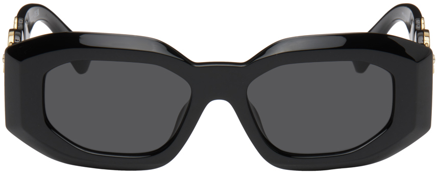 Versace Black Oval Sunglasses In Gb1/87 Black