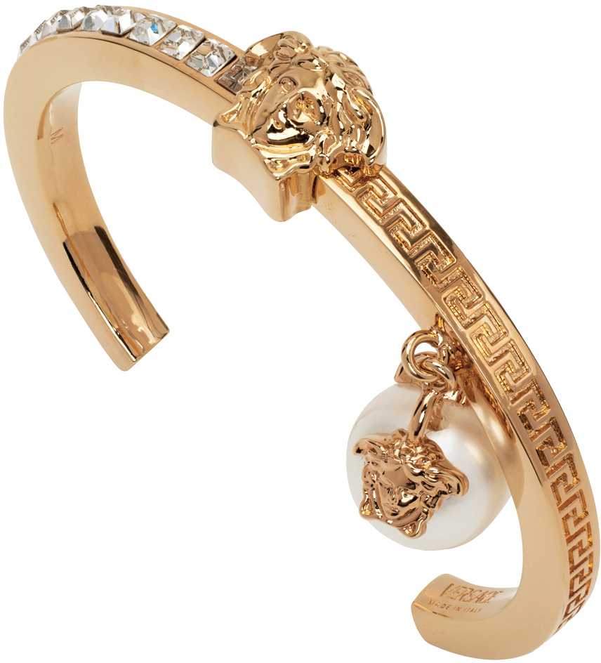 Versace Gold Diamond Medusa Pearl Bracelet