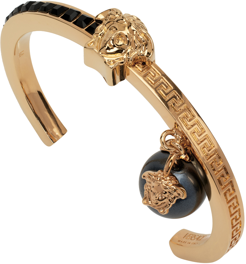 Versace Gold & Black Medusa Pearl Bracelet