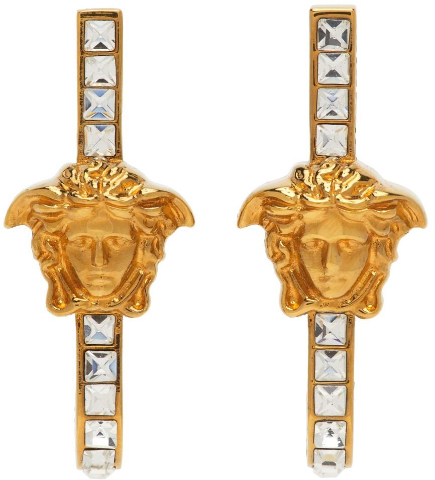 Gold Crystal Medusa Earrings